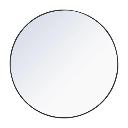 Elegant Round Framed Mirror in Black (42-Inch).