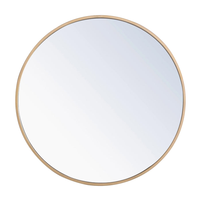 Elegant Round Framed Mirror in Brass (42-Inch).
