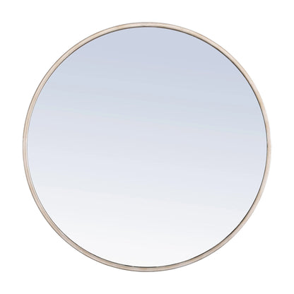 Elegant Round Framed Mirror in Silver (42-Inch).