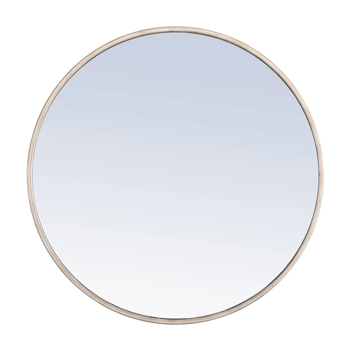 Elegant Round Framed Mirror in Silver (42-Inch).