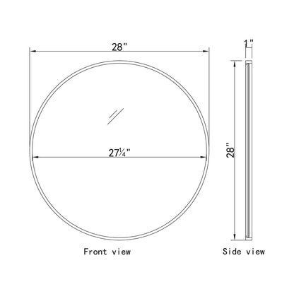 Elegant Round Framed Mirror - line drawing.