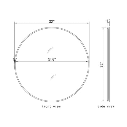Elegant Round Framed Mirror - line drawing.