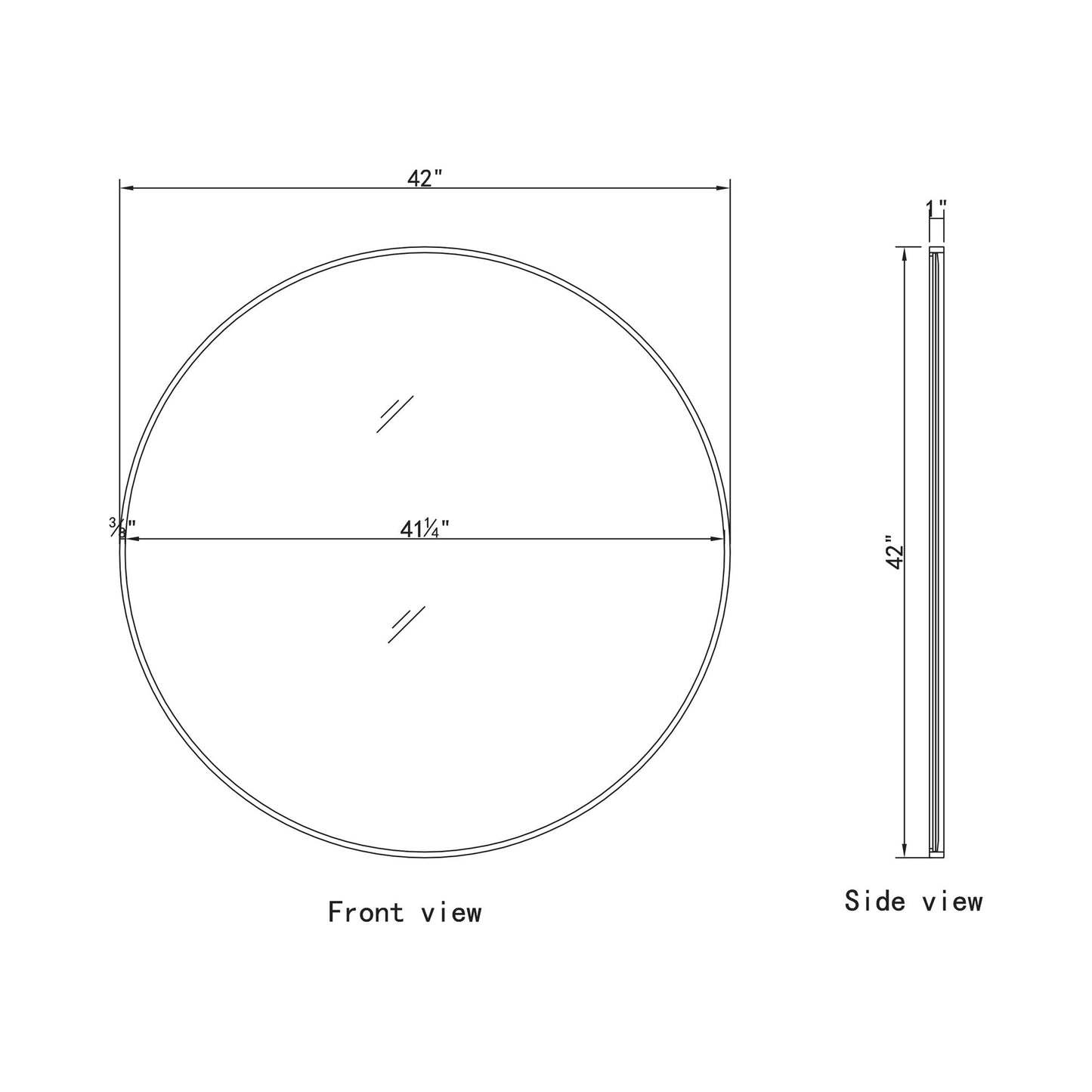 Elegant Round Framed Mirror - line drawing.