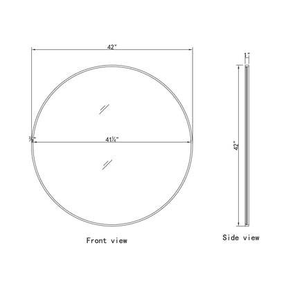 Elegant Round Framed Mirror - line drawing.