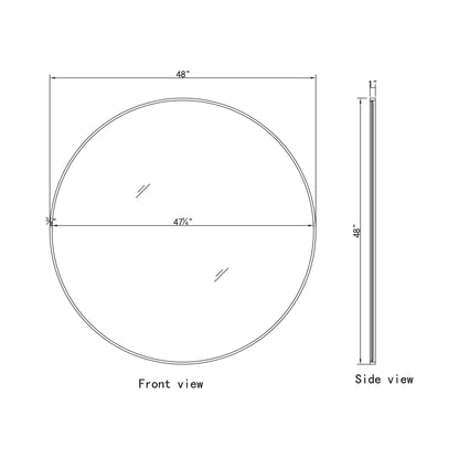 Elegant Round Framed Mirror - line drawing.