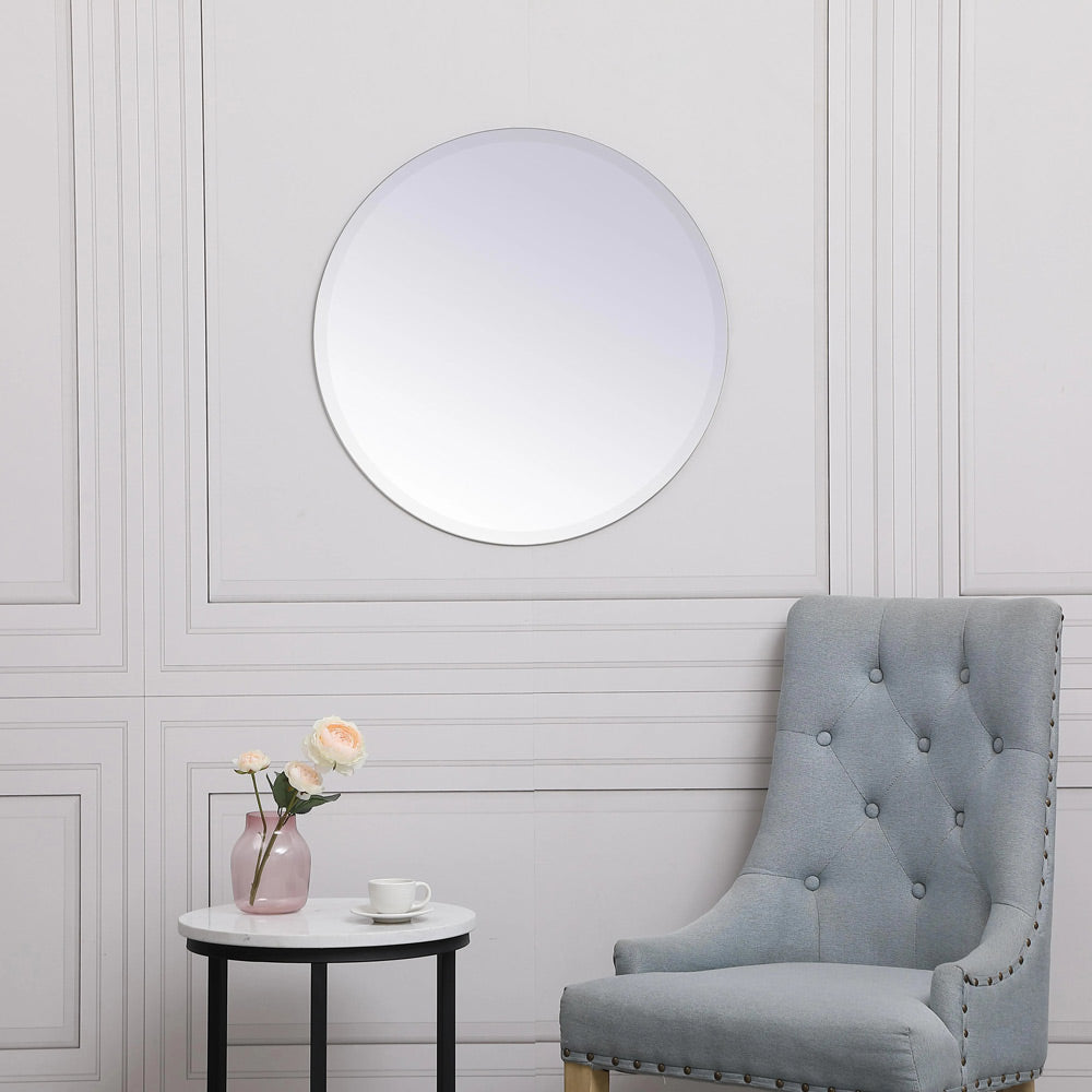 Elegant Round Mirror in living room.