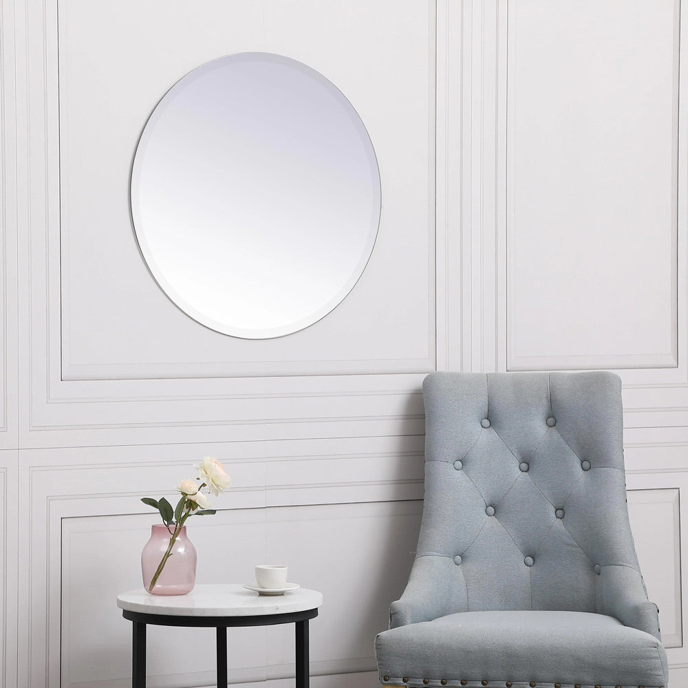 Elegant Round Mirror in living room.