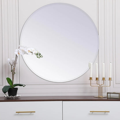 Elegant Round Mirror in living room.