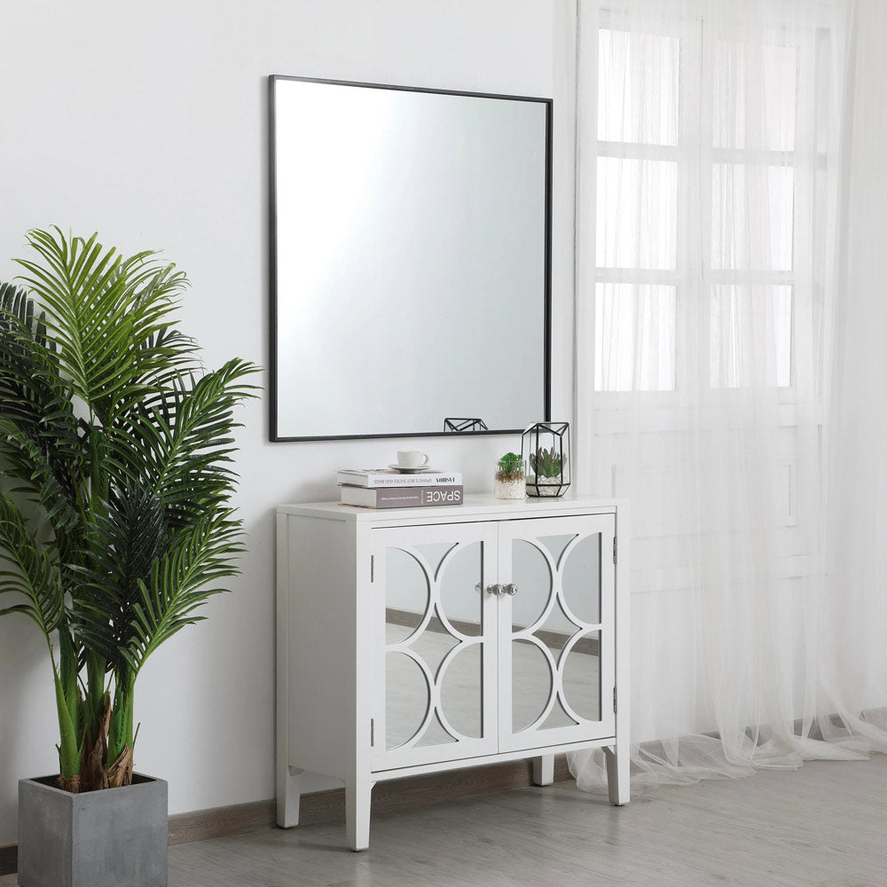 Elegant Square Framed Mirror in living room.