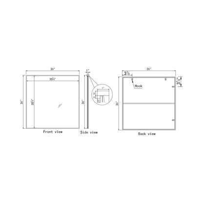 Elegant Square Framed Mirror - line drawing.