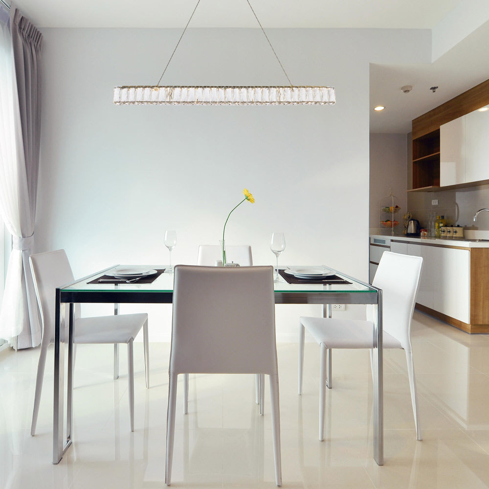 Monroe LED Linear Pendant Light in dining room.