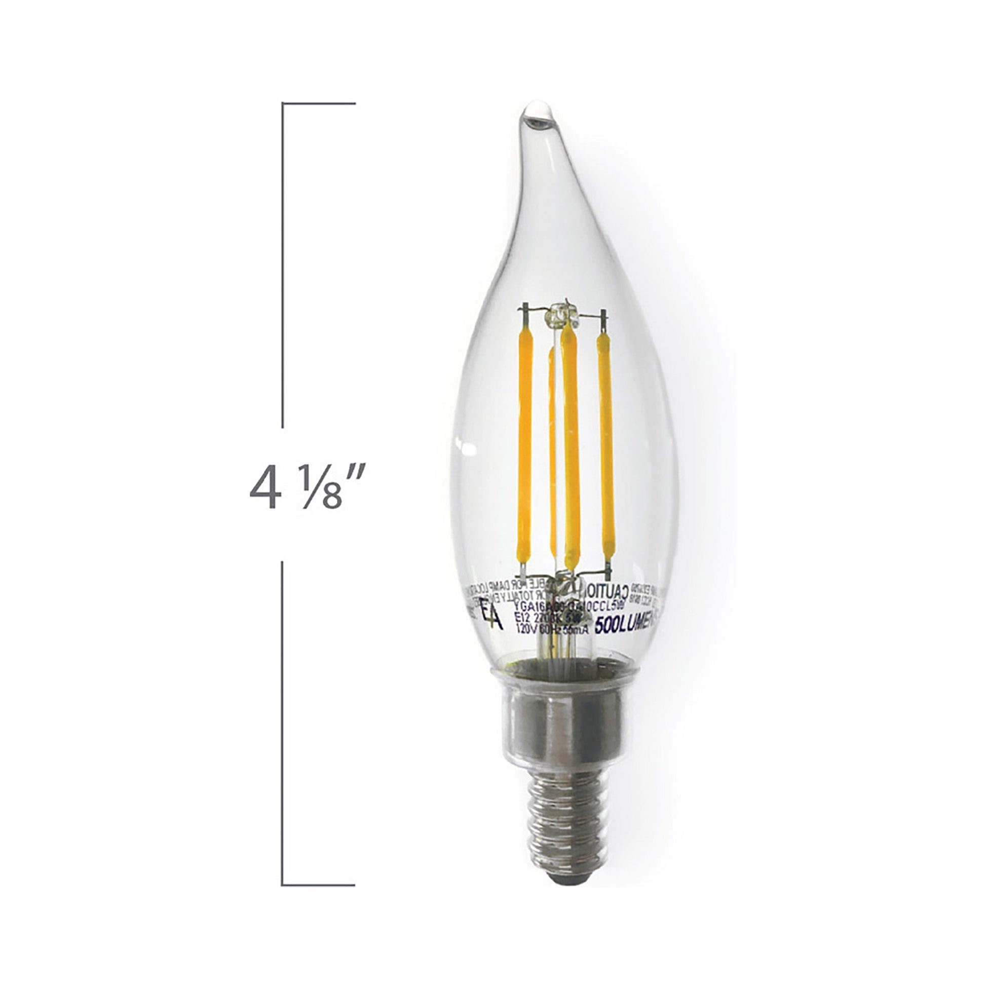 Emeryallen Candle Shaped E12 Base C10 Type 120V LED Bulb - line drawing.