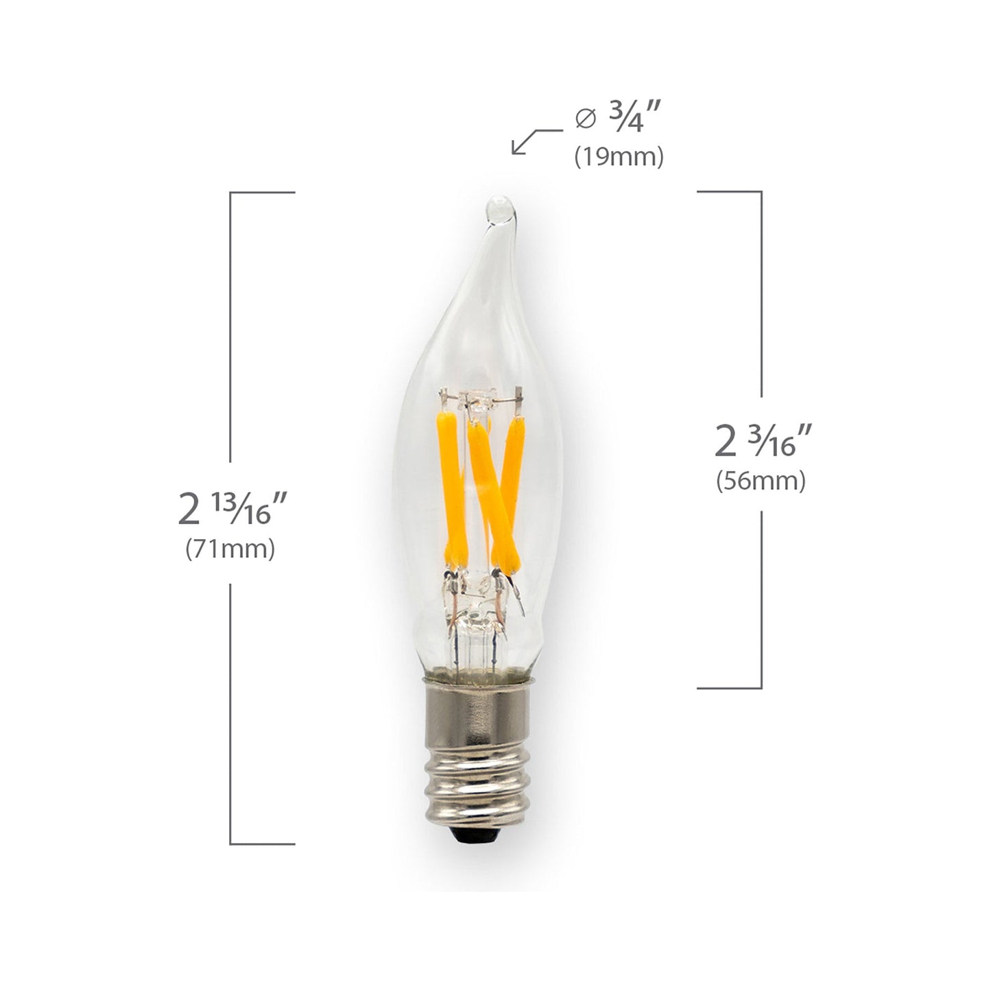 Emeryallen Candle Shaped E12 Base C6 Type 120V LED Bulb - line drawing.