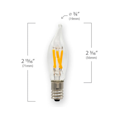 Emeryallen Candle Shaped E12 Base C6 Type 120V LED Bulb - line drawing.