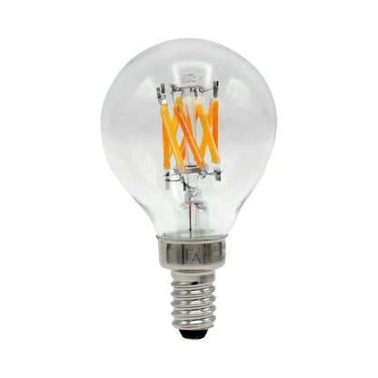 Emeryallen Dim to Warm G14 Globe Shaped E12 Base 120V LED Bulb in Clear.