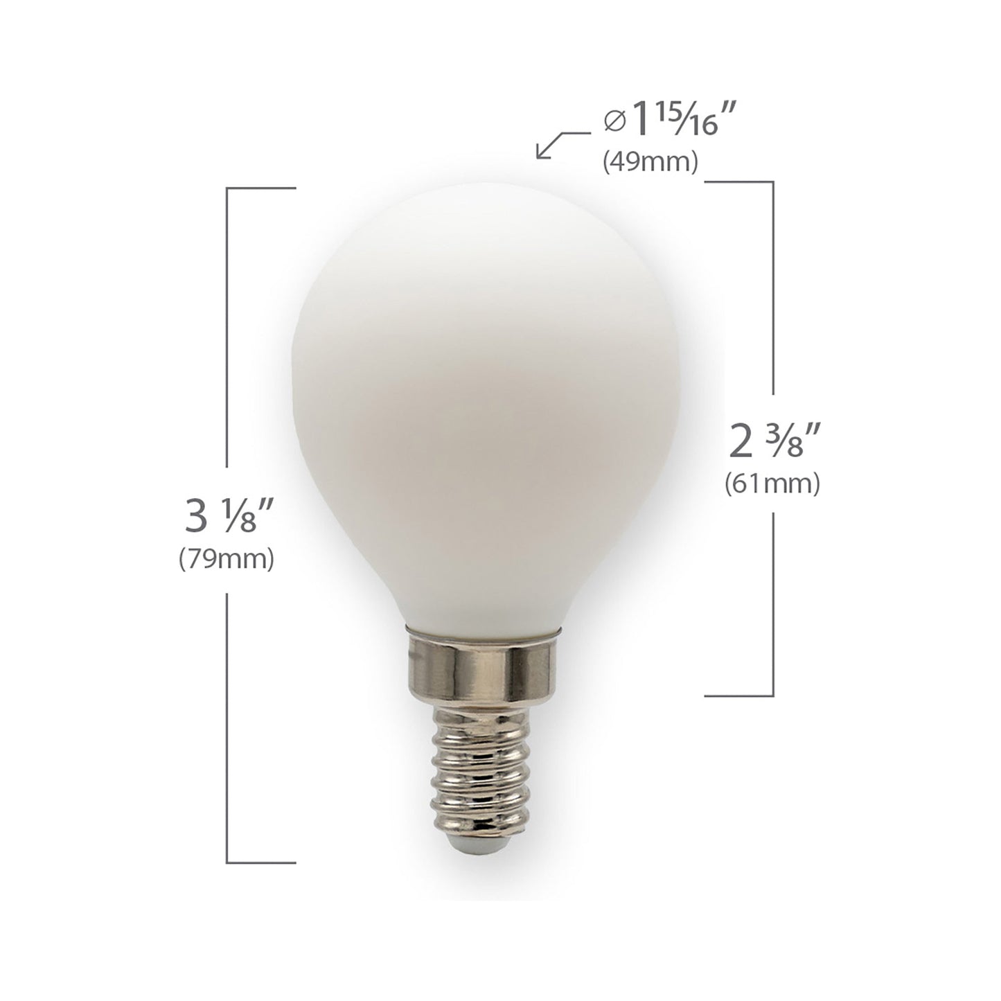 Emeryallen Dim to Warm G14 Globe Shaped E12 Base 120V LED Bulb - line drawing.