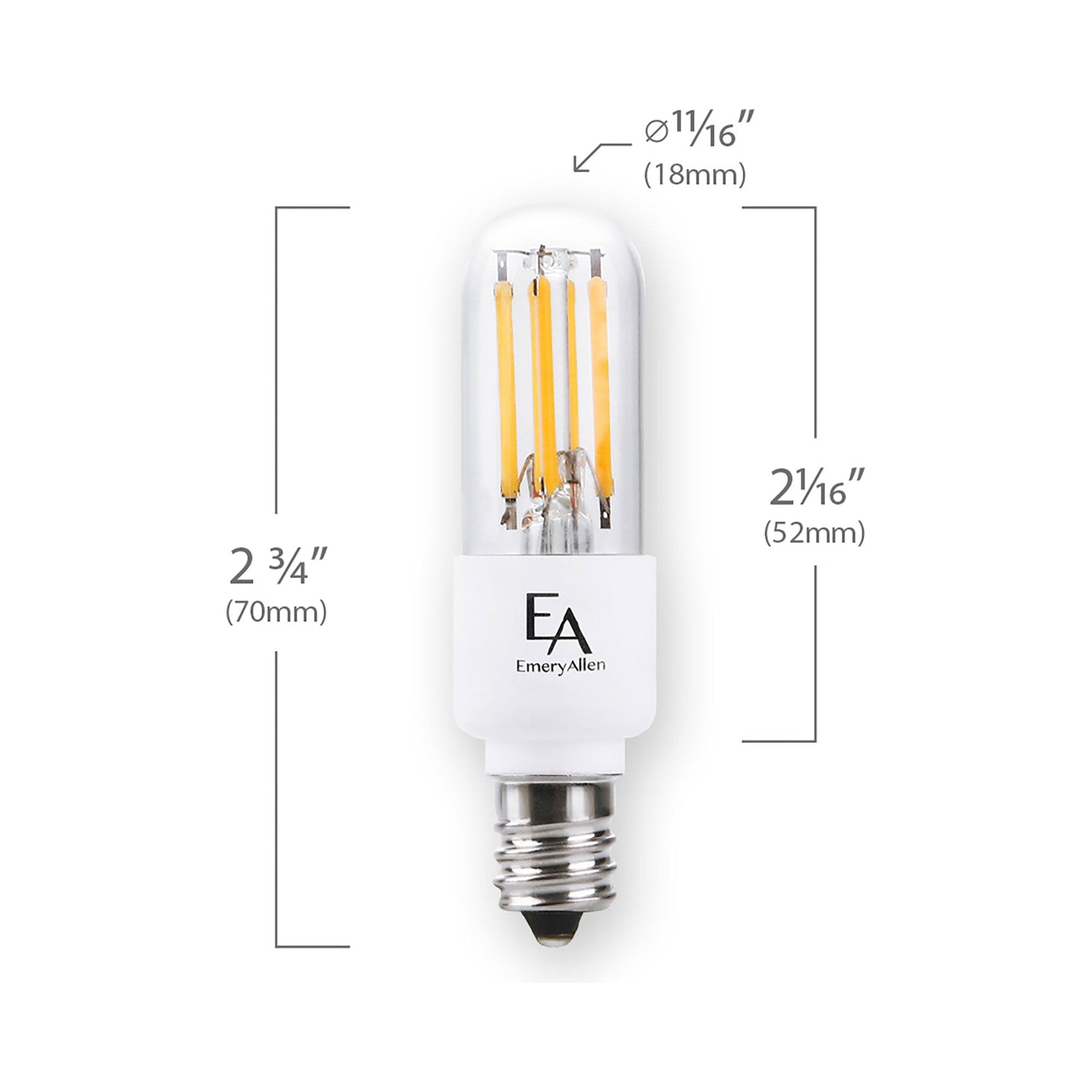 Emeryallen E12 Base 12V LED Bulb - line drawing.