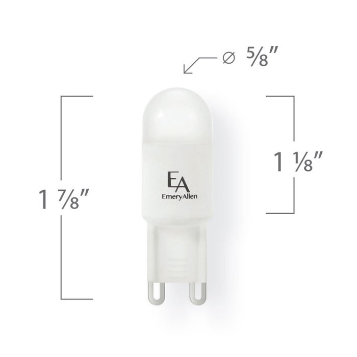 Emeryallen G9 Bi Pin Base 120V DTW Mini LED Bulb - line drawing.