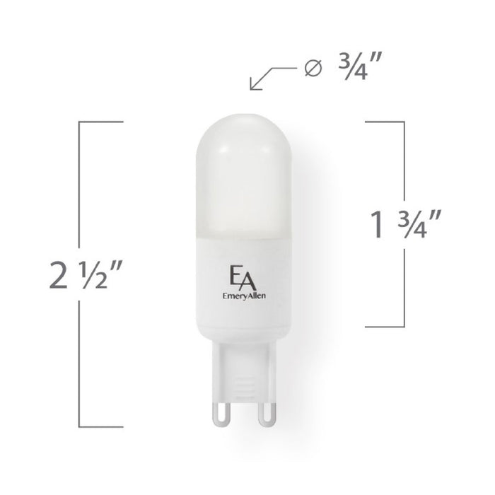 Emeryallen G9 Bi Pin Base 120V DTW Mini LED Bulb - line drawing.