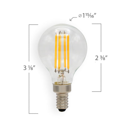 Emeryallen G14 Globe Shaped E12 Base 120V LED Bulb - line drawing.