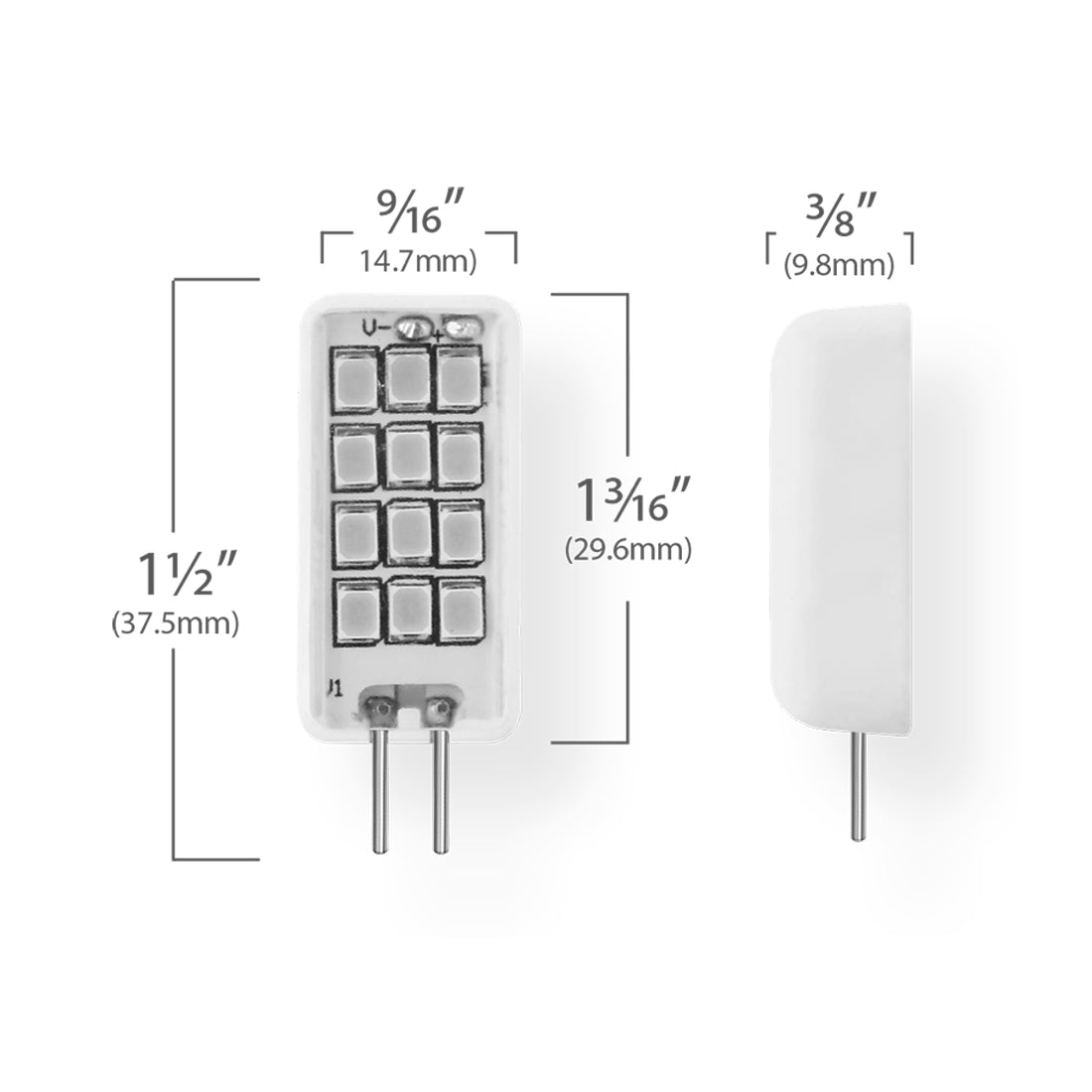 Emeryallen Linear G4 Bi Pin Base 12V LED Bulb - line drawing.