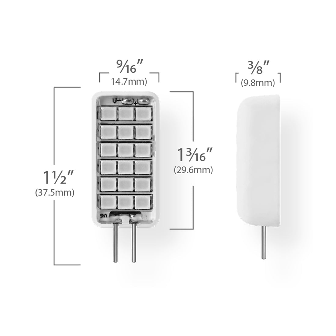 Emeryallen Linear G4 Bi Pin Base 12V LED Bulb - line drawing.