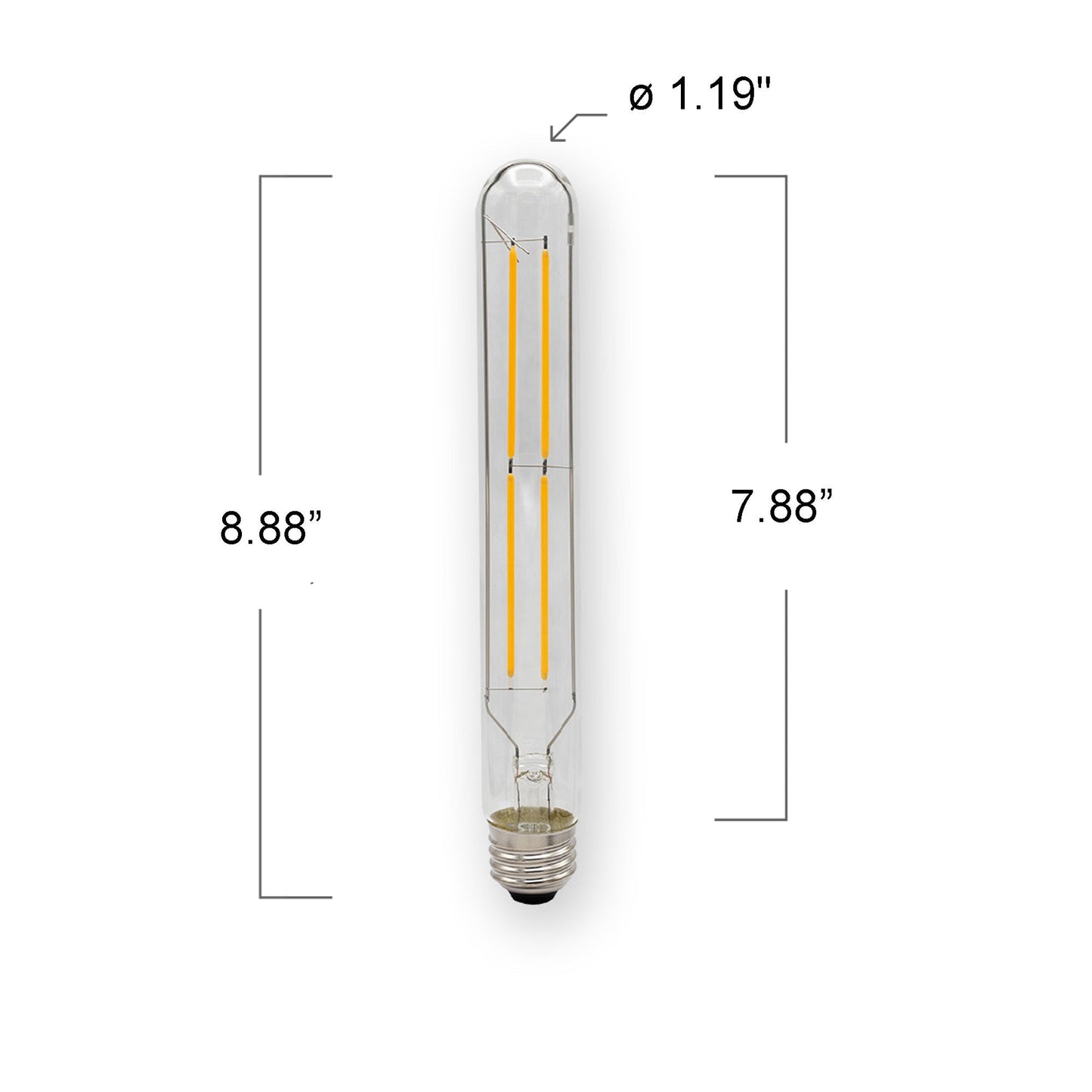 Emeryallen T10 E26 Base 120V LED Bulb - line drawing.