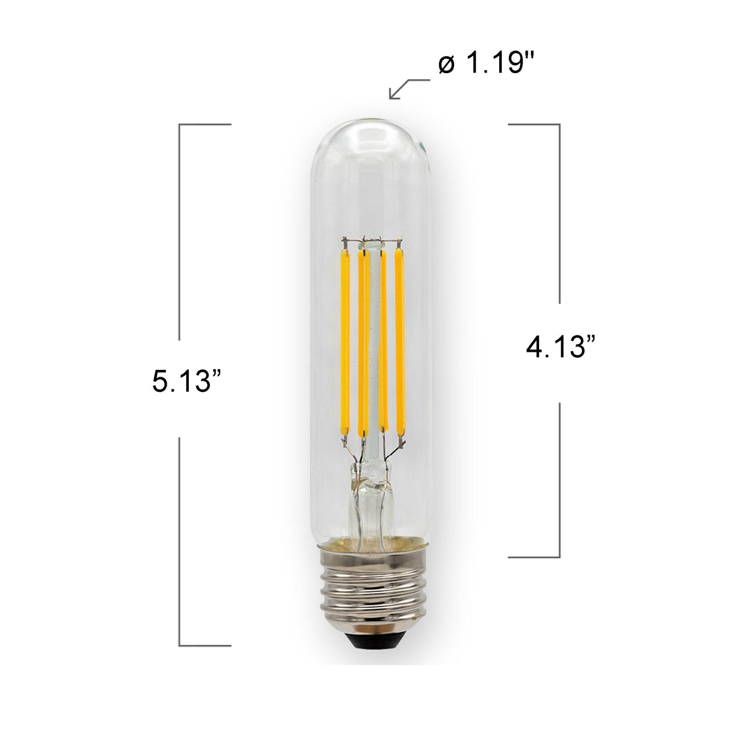 Emeryallen T10 E26 Base 120V LED Bulb - line drawing.