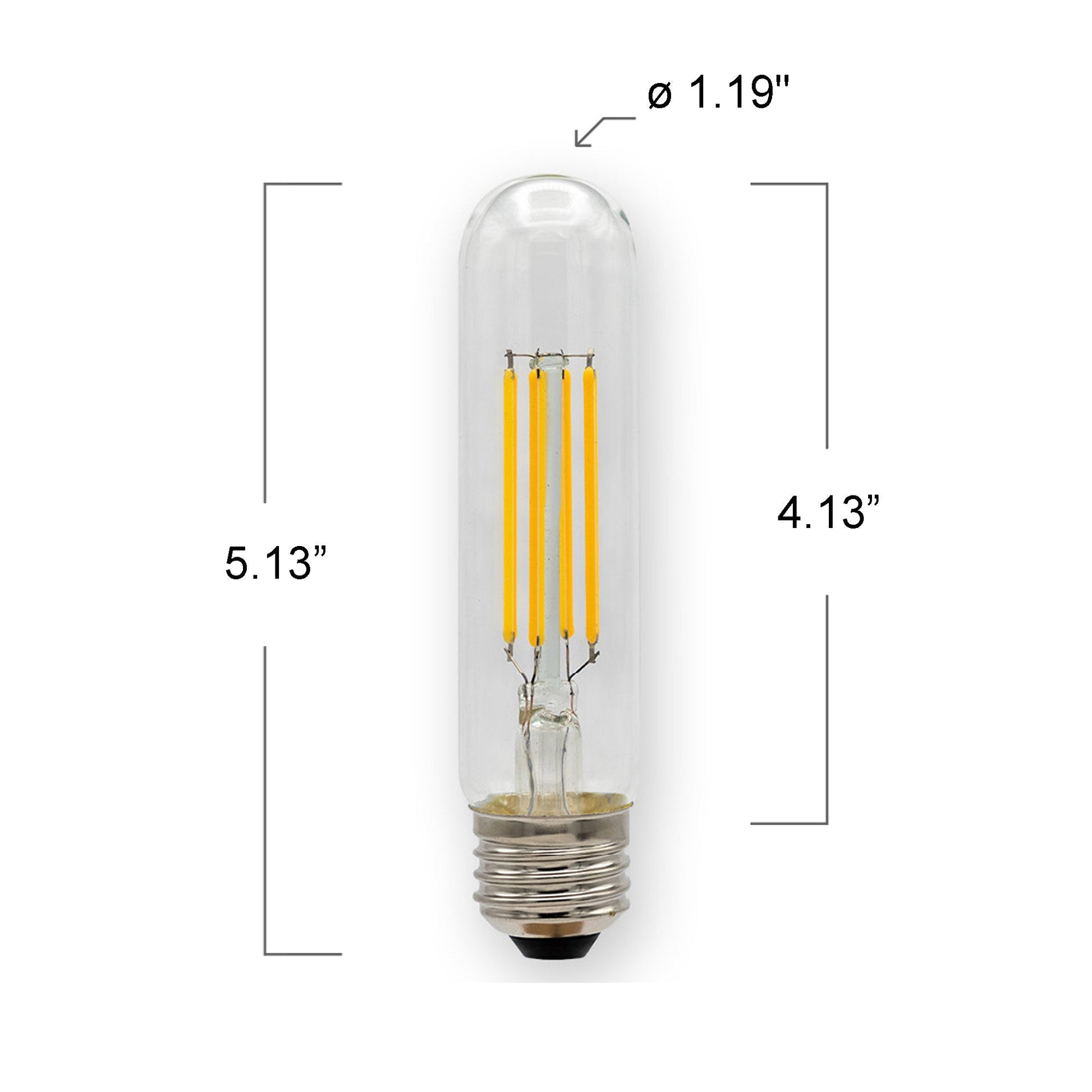 Emeryallen T10 E26 Base 120V LED Bulb - line drawing.