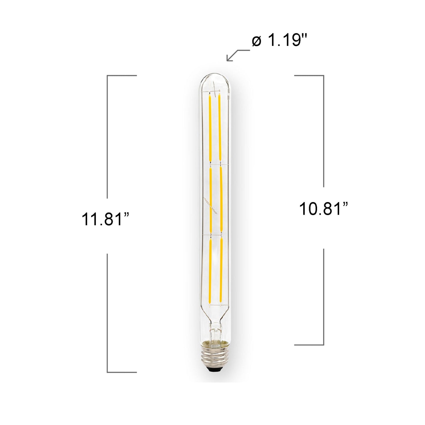 Emeryallen T10 E26 Base 120V LED Bulb - line drawing.