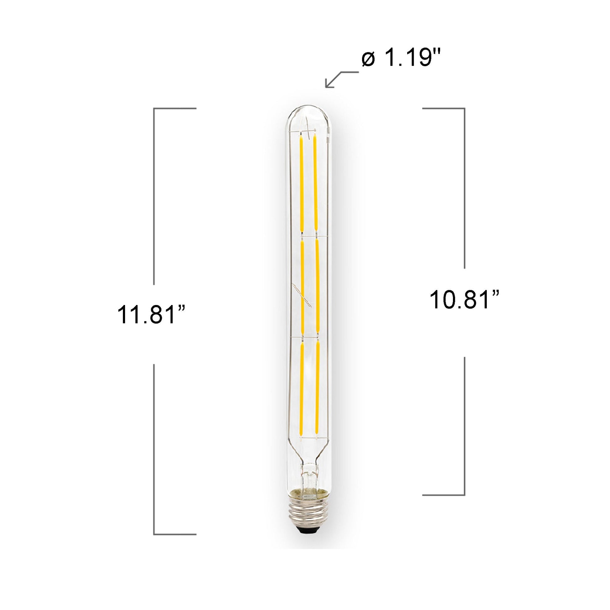 Emeryallen T10 E26 Base 120V LED Bulb - line drawing.