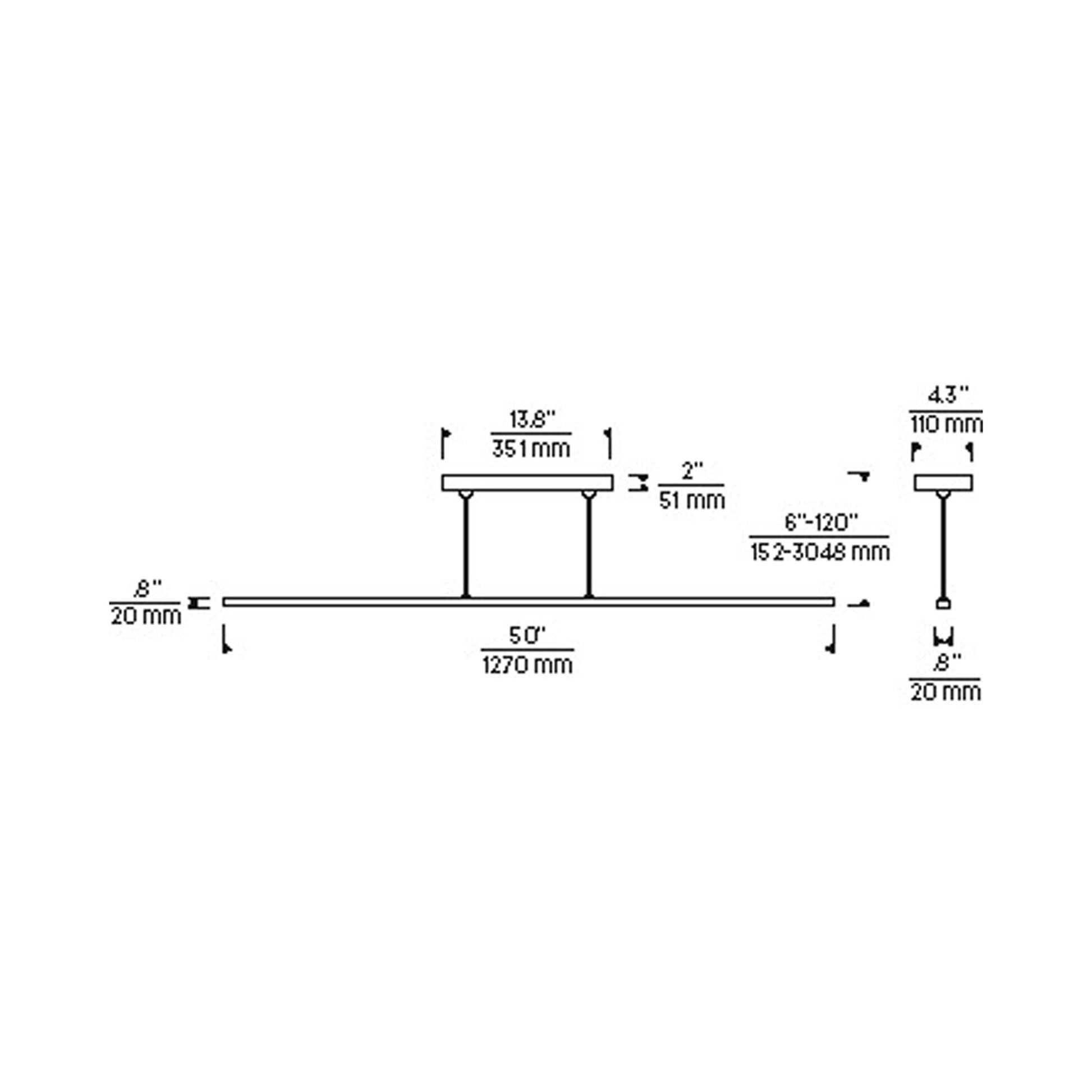 Essence LED Linear Suspension Light - line drawing.