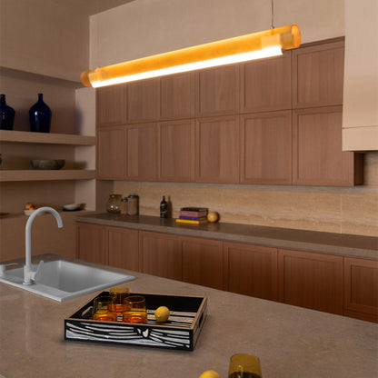 Aura Linear LED Pendant Light in kitchen.