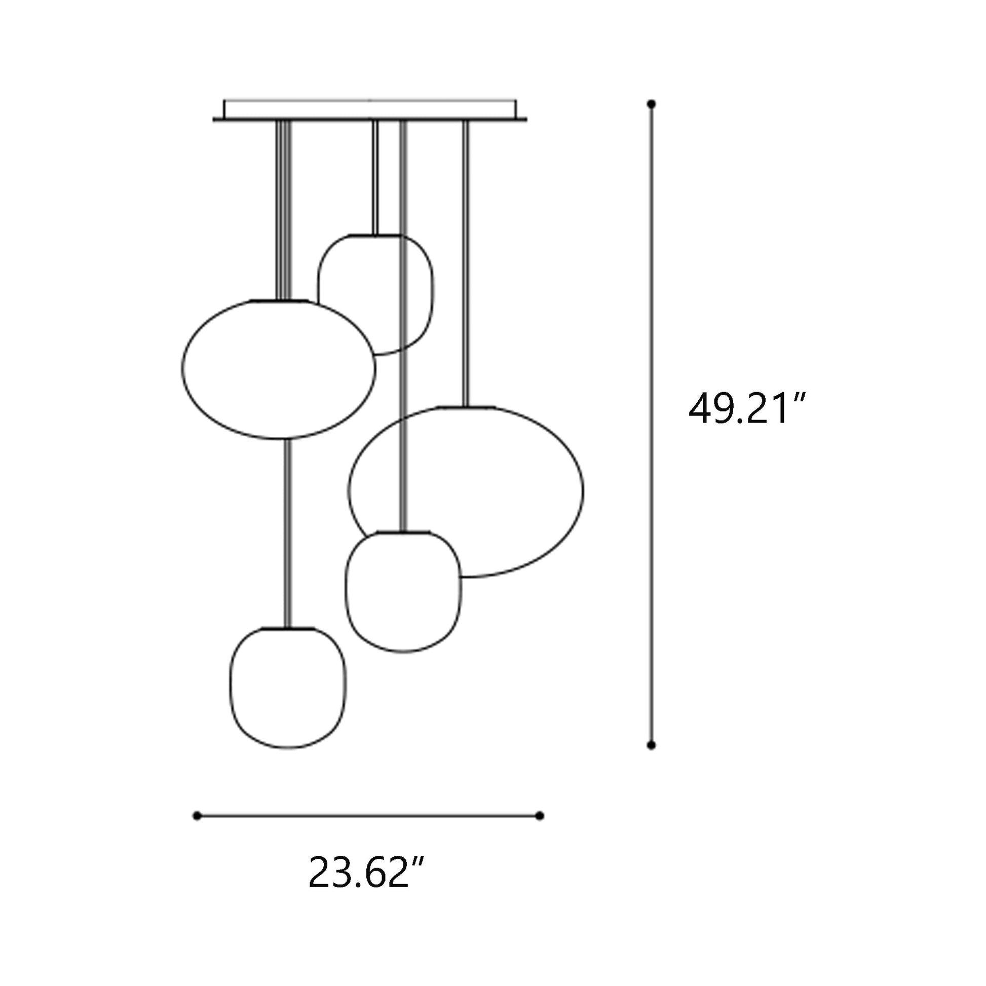 Filigrana Cluster and Cloud Pendant Light - line drawing.