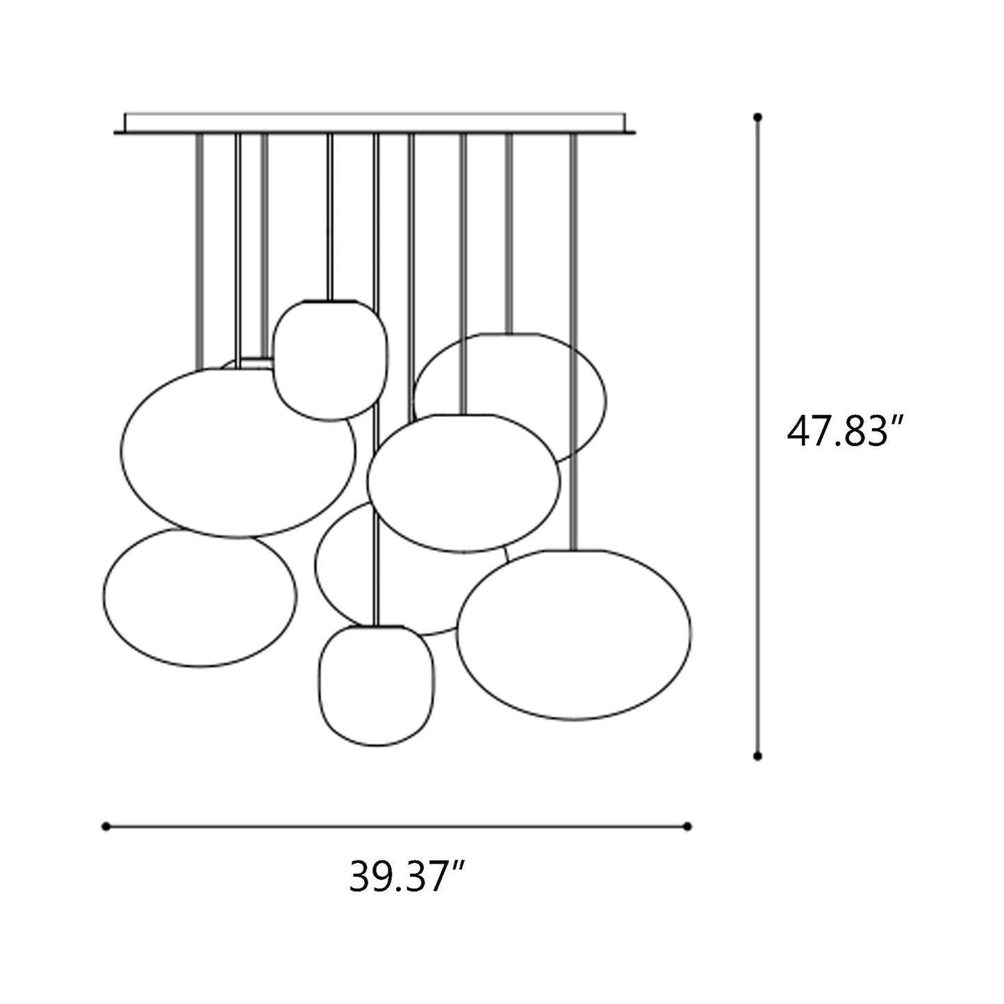 Filigrana Cluster and Cloud Pendant Light - line drawing.