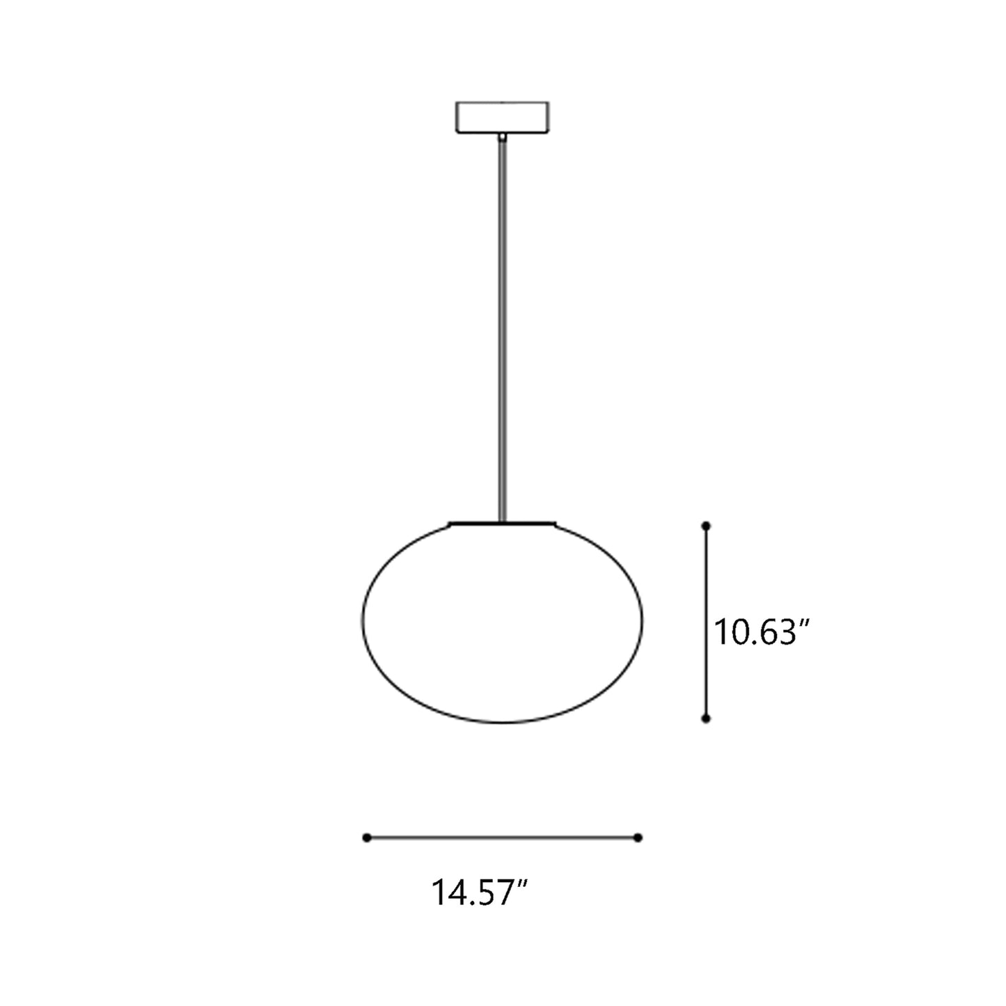 Filigrana Ellipse Pendant Light - line drawing.