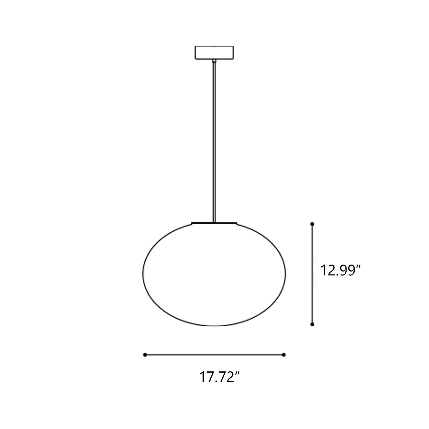 Filigrana Ellipse Pendant Light - line drawing.