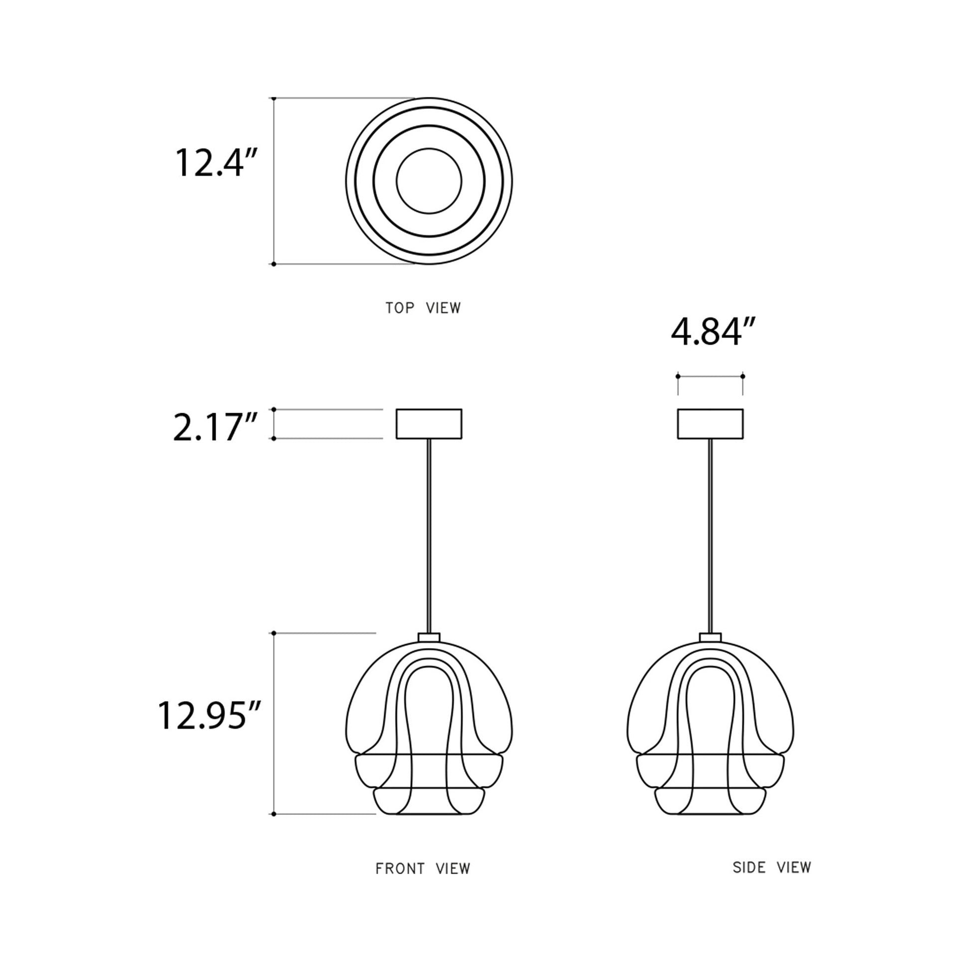 Medusa LED Pendant Light - line drawing.