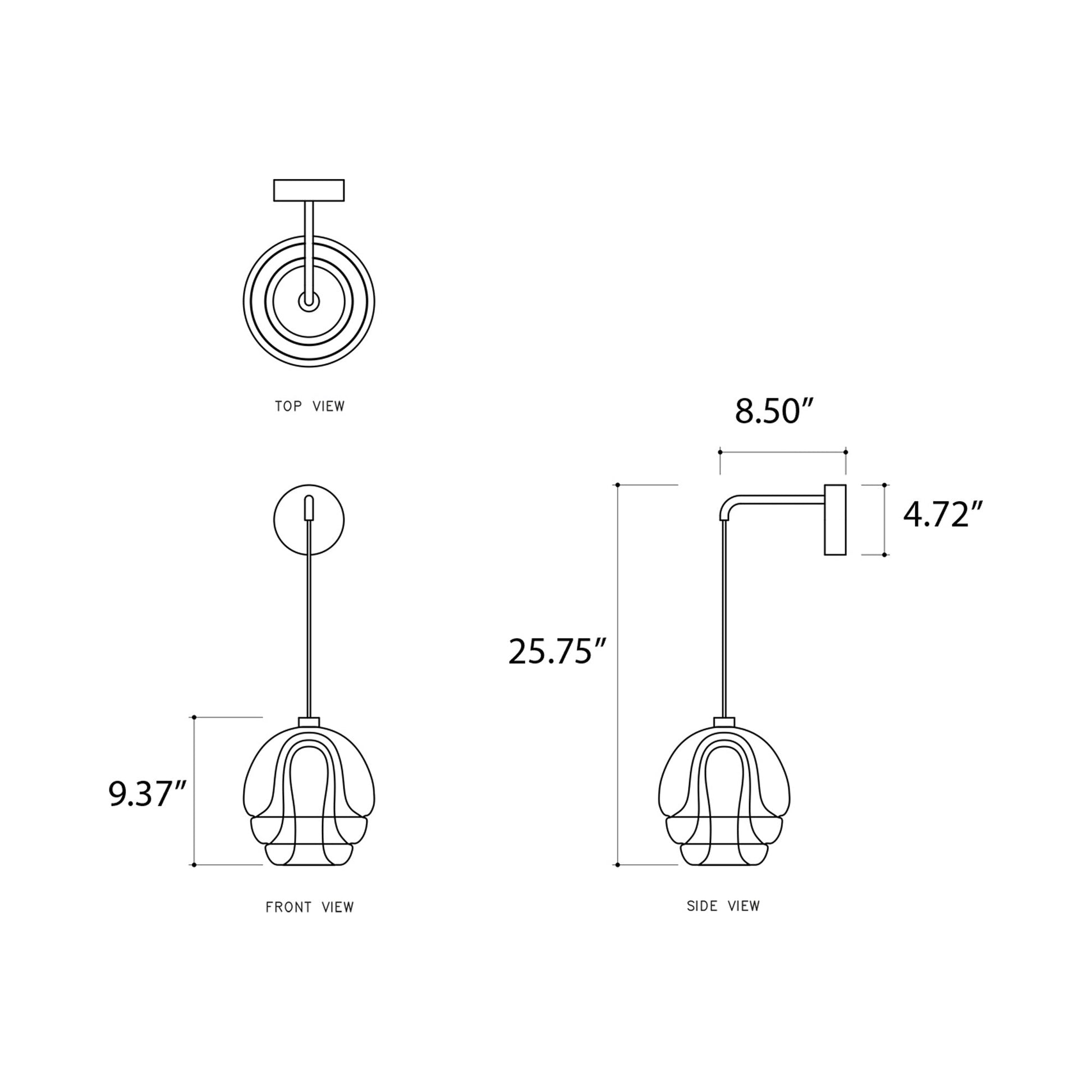 Medusa LED Wall Light - line drawing.