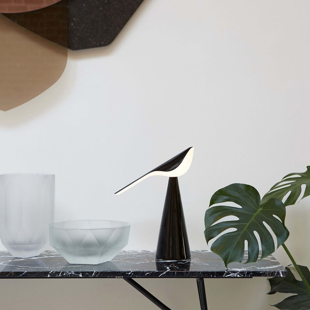 Tiki LED Rechargeable Table Lamp in living room.