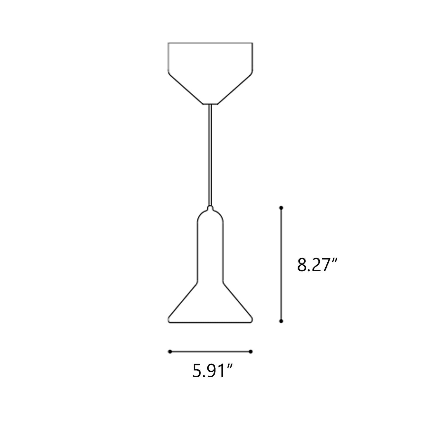 Torch Cone Pendant Light - line drawing.