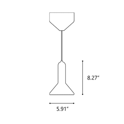 Torch Cone Pendant Light - line drawing.