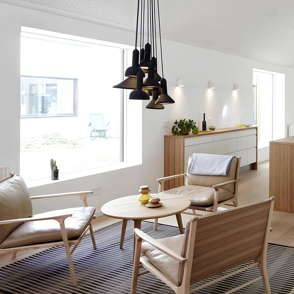Torch Punch Pendant Light in living room.