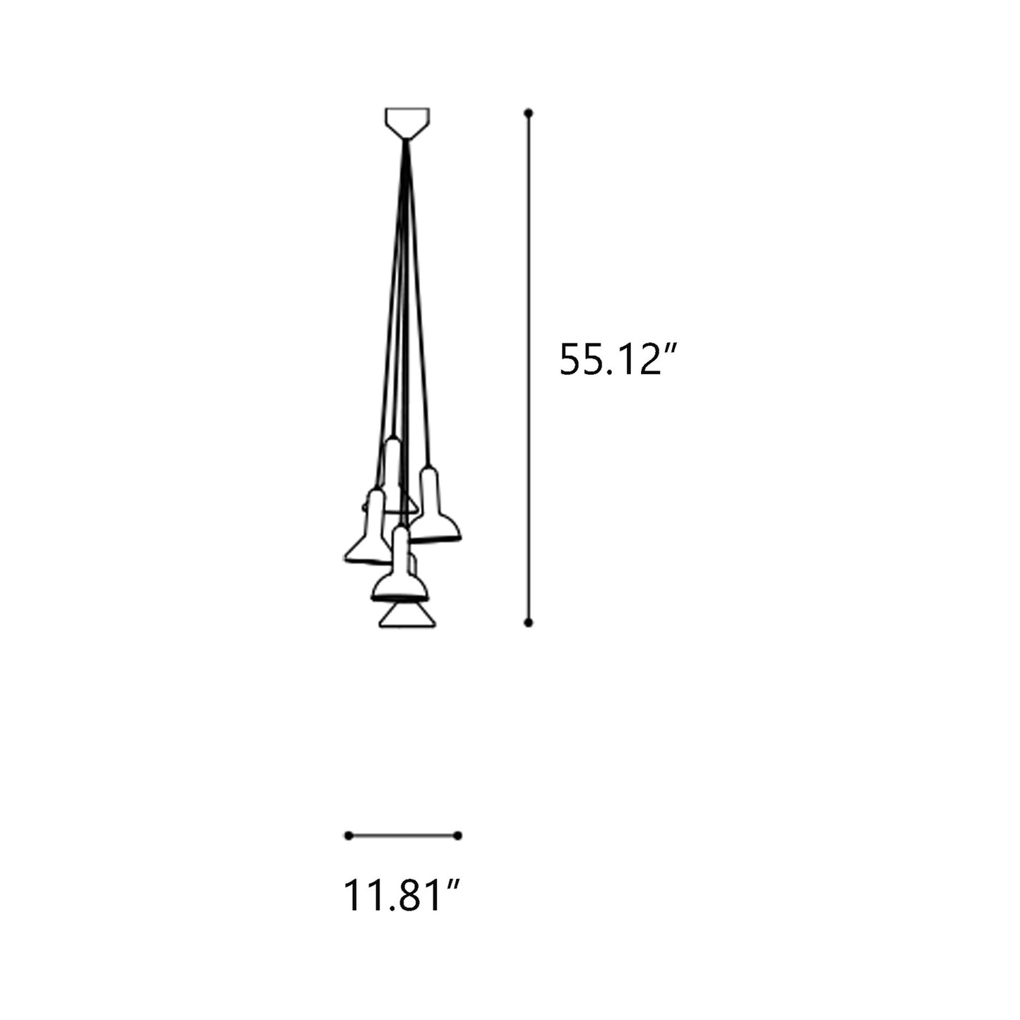 Torch Punch Pendant Light - line drawing.