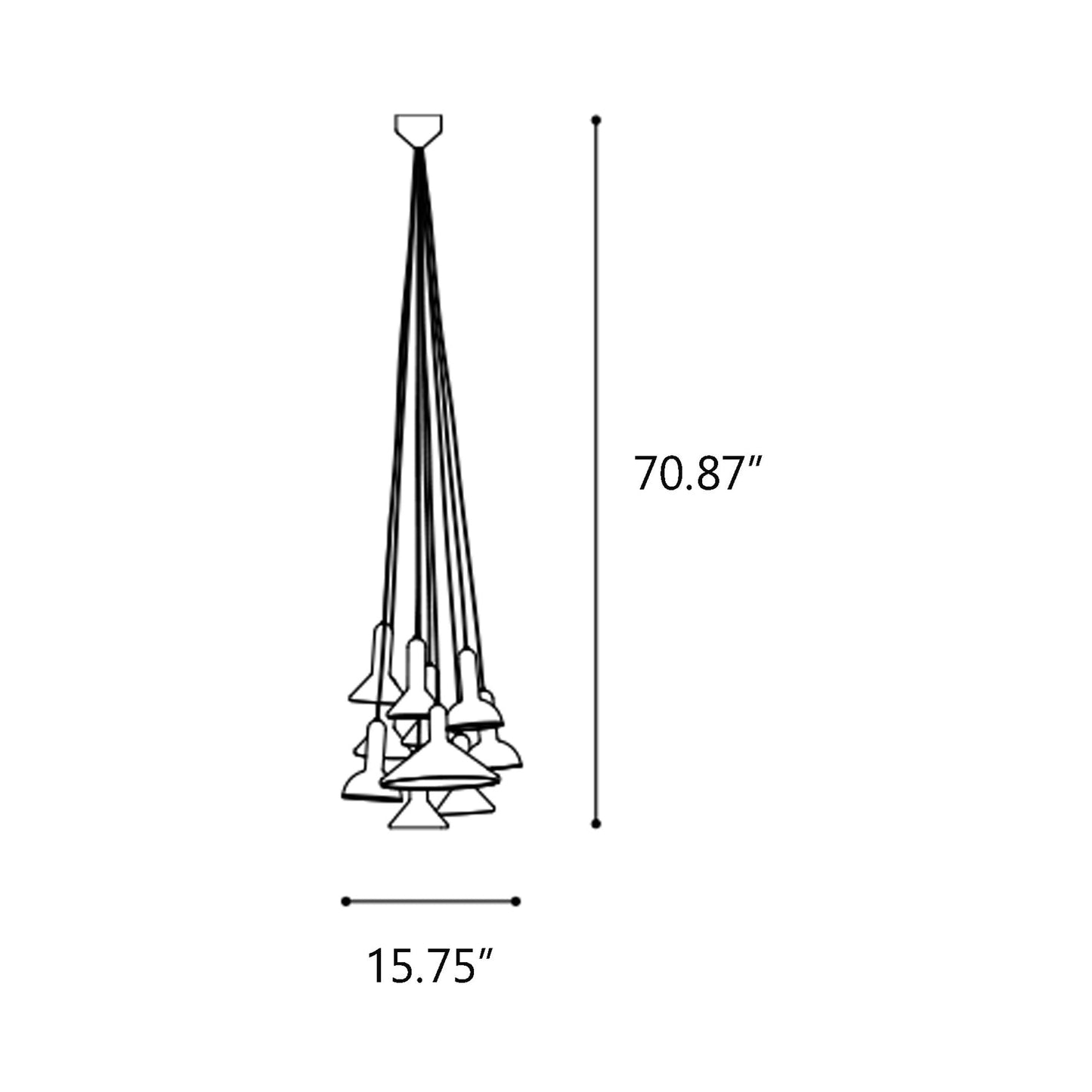 Torch Punch Pendant Light - line drawing.