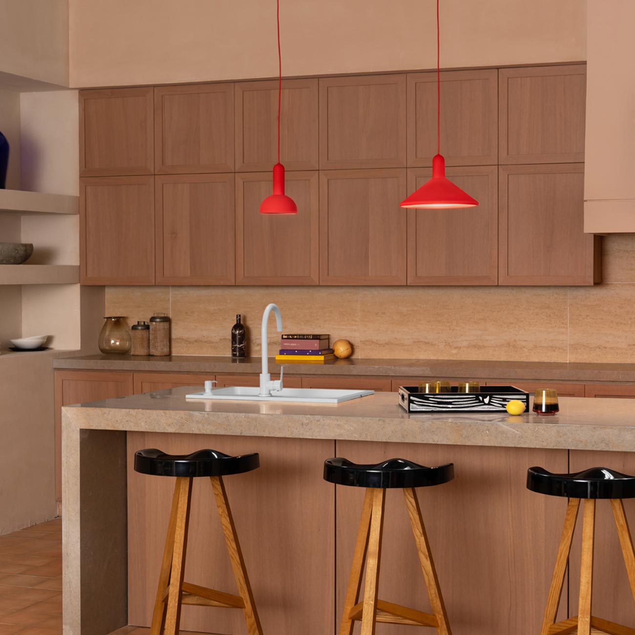 Torch Round Pendant Light in kitchen.