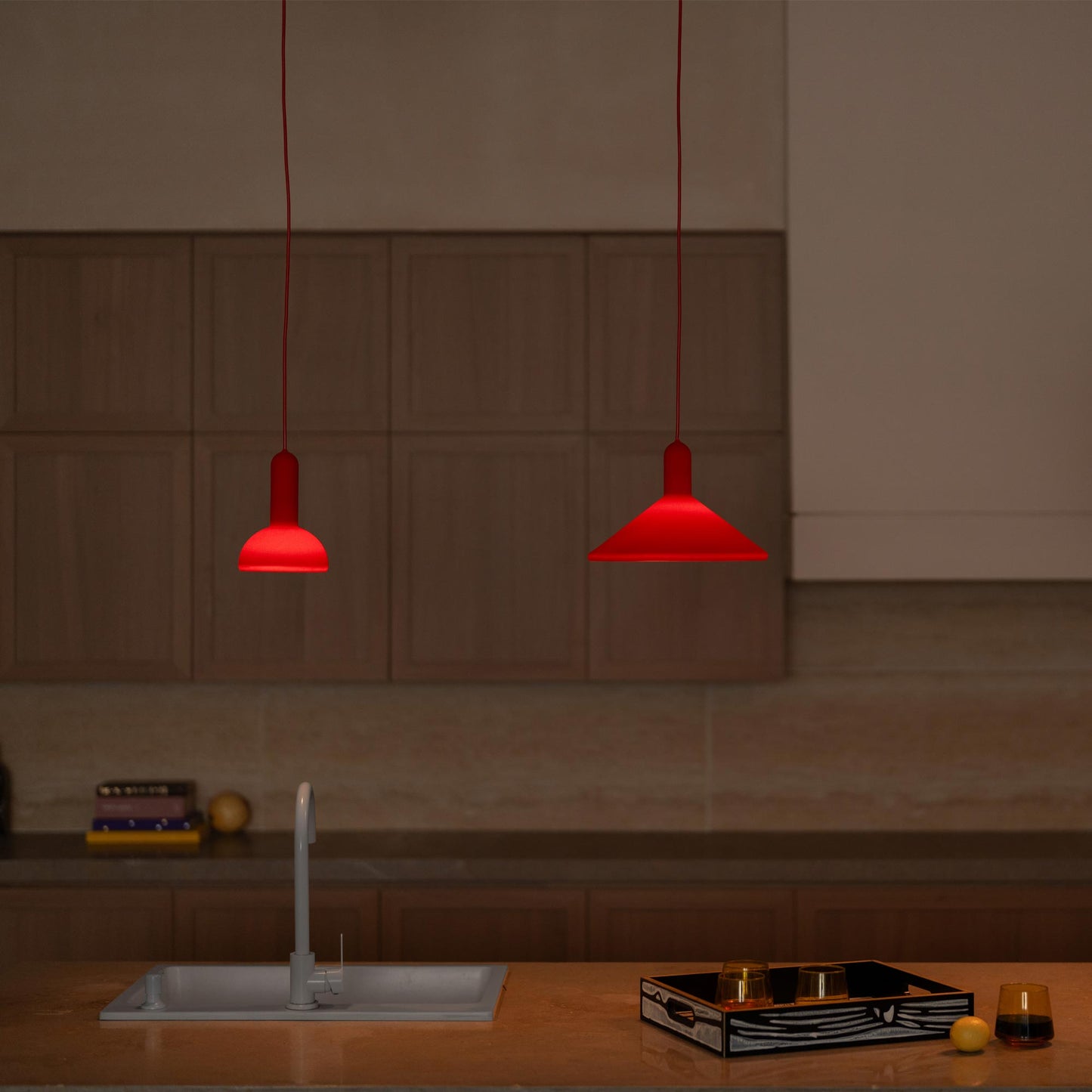 Torch Round Pendant Light in kitchen.