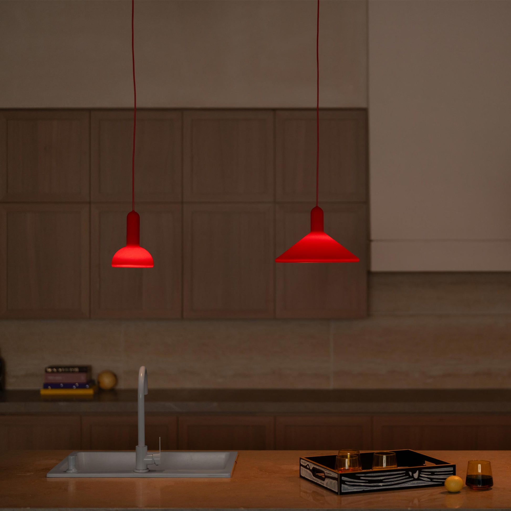 Torch Round Pendant Light in kitchen.