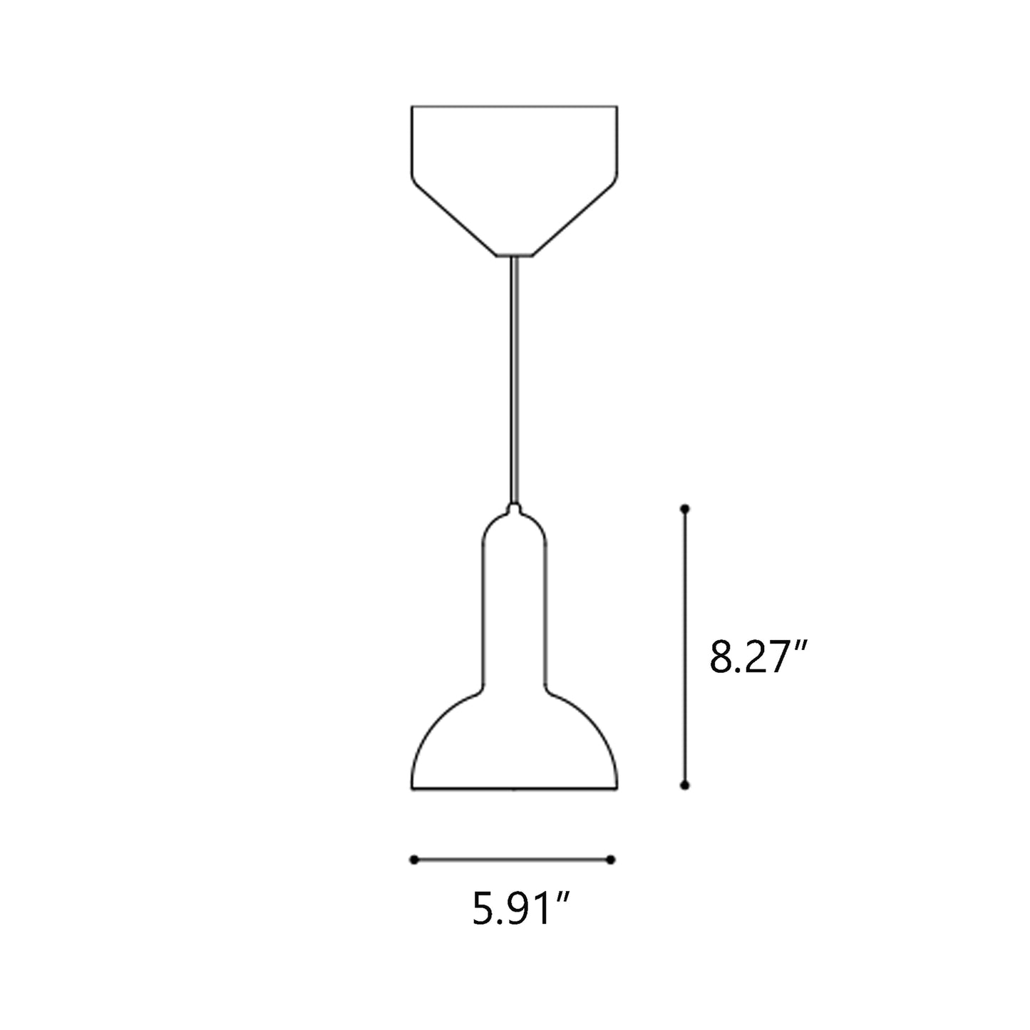 Torch Round Pendant Light - line drawing.