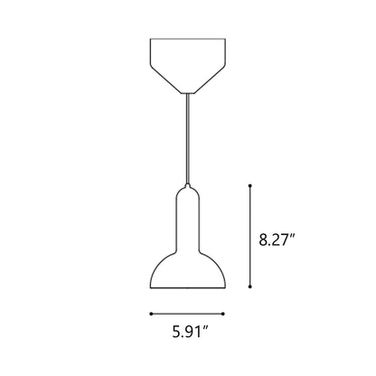 Torch Round Pendant Light - line drawing.
